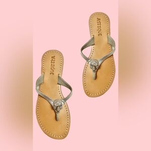 NWT Mystique Boutique Jeweled Crystal Skull Sandals